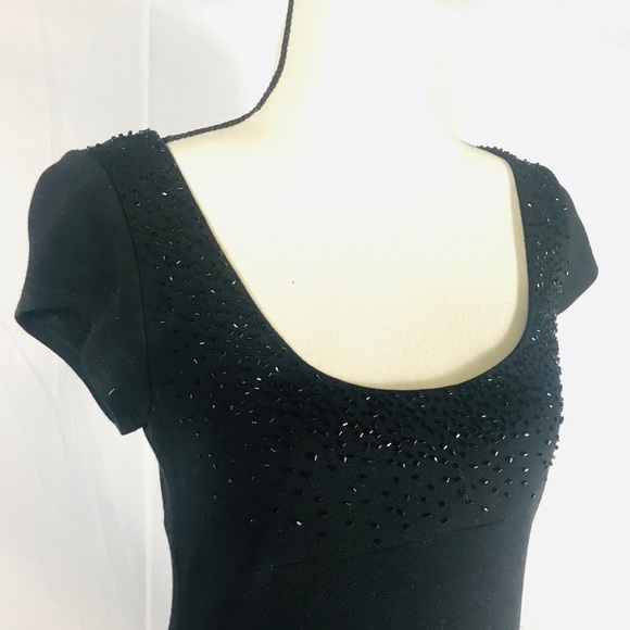 Karen Kane, Black, Beaded, Heavy Knit Dress - Picture 2 of 7
